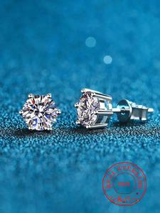 S925スターリングシルバー キラキラスタッドピアス, 女性と女の子のためのファッショナブルなスタッドピアス, 誕生日プレゼントにぴったりのトレンディで上品なジュエリー