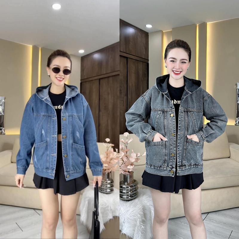 MÃ 1 ÁO KHOÁC JEAN NỮ 6 TÚI UNISEX CÓ NÓN CÓ 2 TÚI TRONG CÓ BIGSIZE MỚI 6