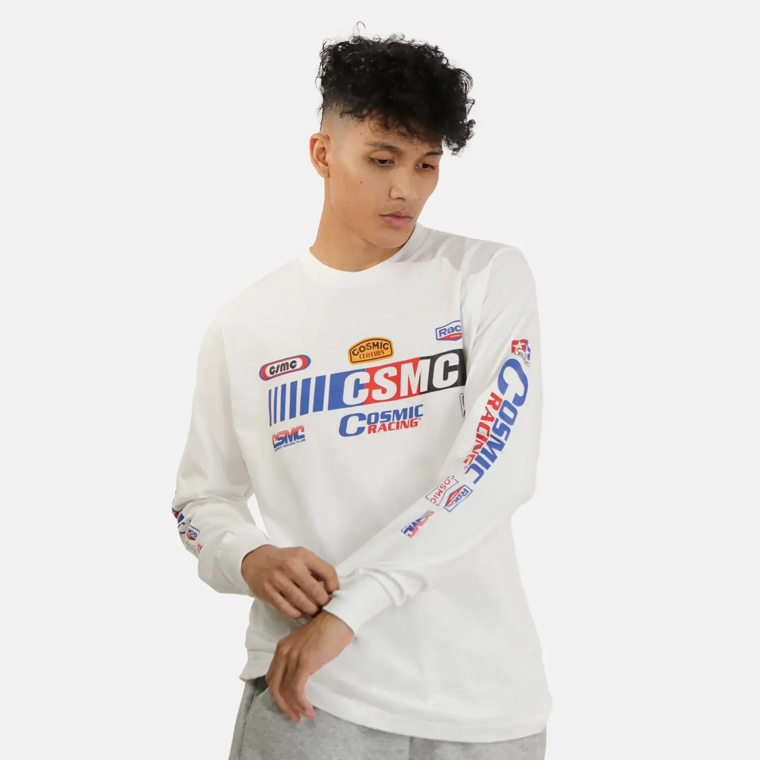 Cosmic Kaos T-Shirt Combed  RACE DIVISION Panjang Sablon Lengan Panjang Distro Pria Baju Polos