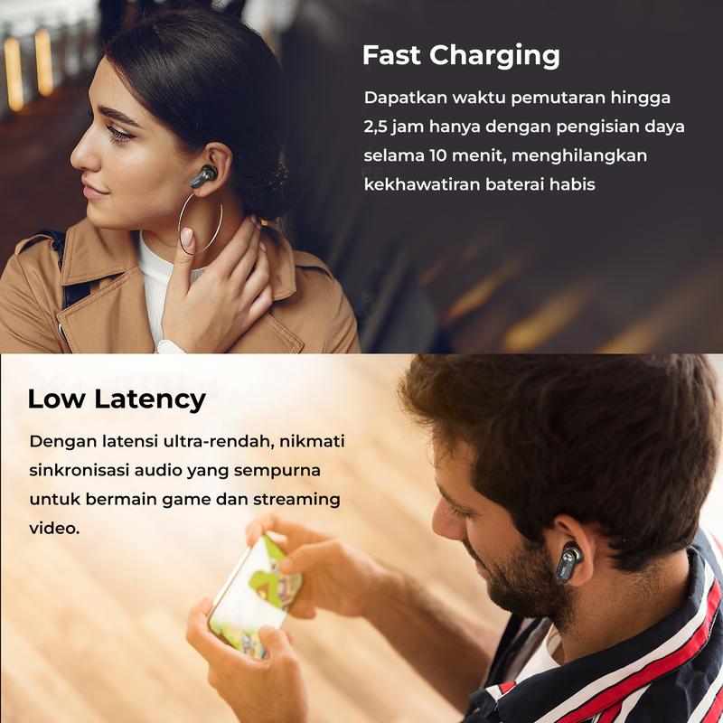 (New launch)Tozo AEROSOUND3 Smart 6 mics Hybrid ANC + AI 4 Mics ENC Clear Calls Wireless Earphone Bluetooth Tws Bluetooth 5.4  Headset IPX5 Deep Bass Stereo Sound 32 EQ Customization via App Crystal Case Design Low Latency Game Mode 6