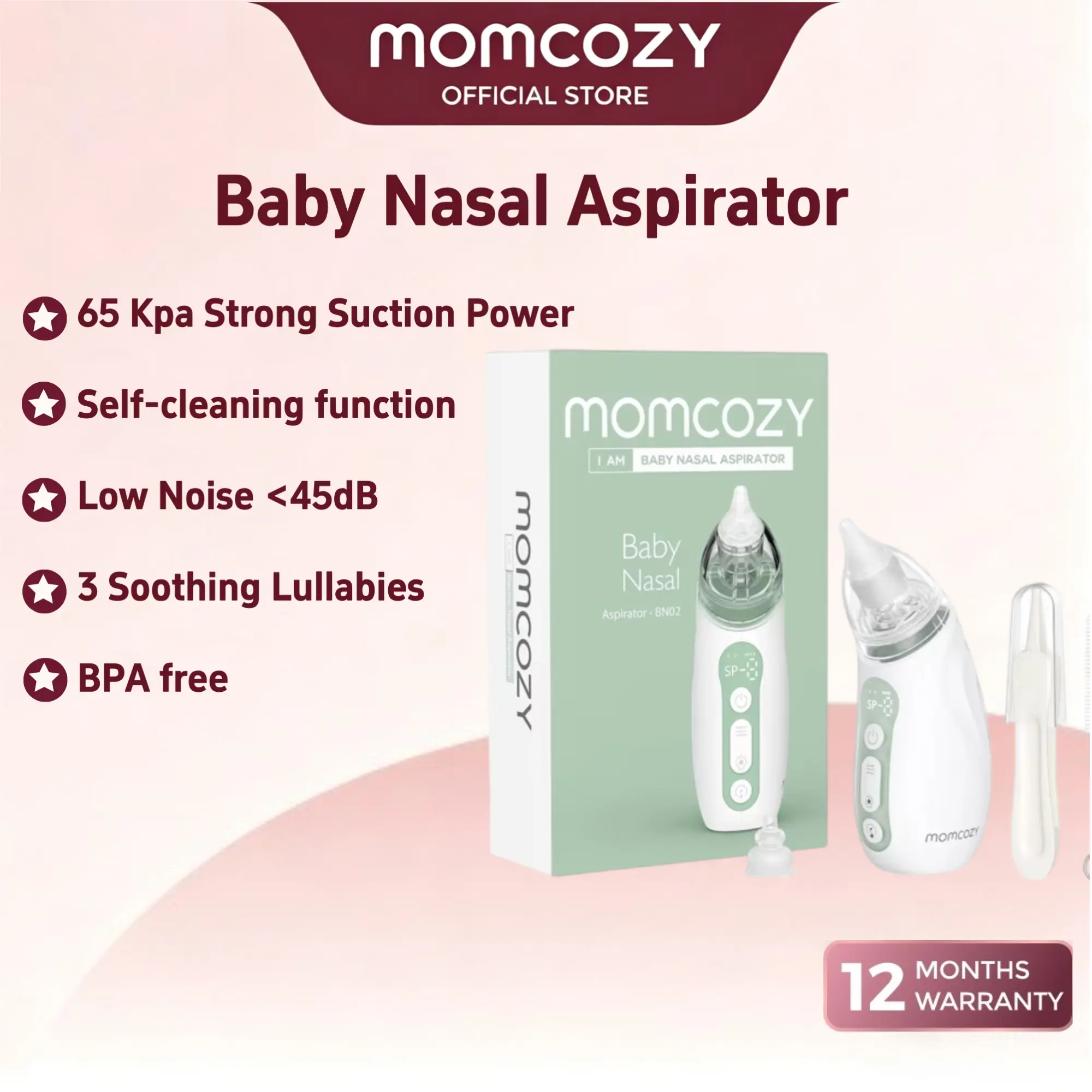【Việt Nam vận chuyển】Momcozy Nasal -A Aspirator Máy Hút Mũi 3 Cấp Độ Điều Chỉnh Được 800mah Pin Lâu Máy Hút Mũi Chạy Điện Cầm Tay