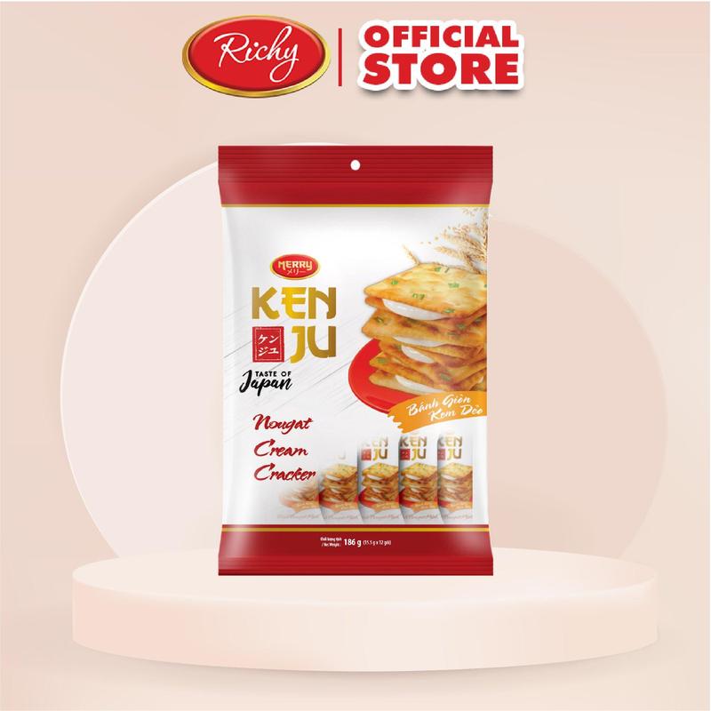 Bánh Kenju quy hành nhân kem dẻo túi 186g Snack Ăn Vặt