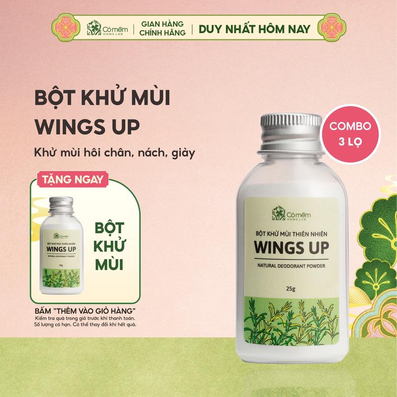   MUA 3 TẶNG 1  Combo 3 Bột Khử Mùi Wings Up Khử Mùi Hôi Chân Hôi Nách Giày Giảm Tiết Mồ Hôi Hôi Cỏ Mềm 25g 