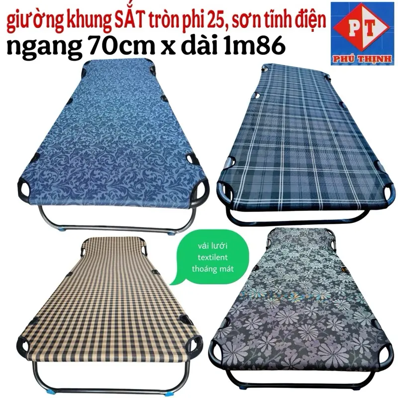(full màu)giường sắt cỡ trung ngang, 70 cm x dài 1m86