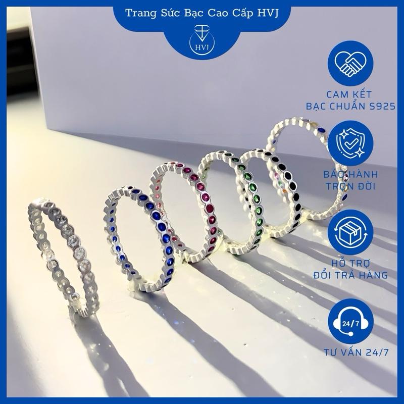 Nhẫn Bạc Nữ S925 Rainbow Nhẫn Ngón Út Đến Ngón Cái Có Bản Xi Kim Sáng Bóng-Trang Sức HVJ