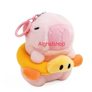 Plush keychain gantungan kunci boneka capybara pink gelang bebek premium rabbitfur hadiah kado plushie