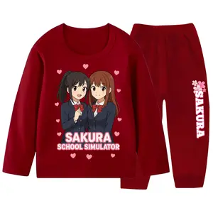 SAKURA SCHOOL SIMULATOR Piyama Setelan Baju Tidur Anak Perempuan Model Lengan Panjang Celana Panjang Size 3 Tahun - 10 Tahun OUTFIT Anak Premium Baju Sakura Anak Perempuan Fashion