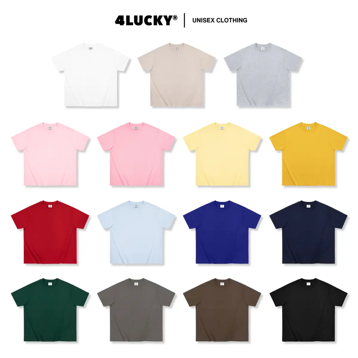 Áo Thun BOXY Tone Đất 250GSM Unisex 4Lucky 6405 - Form Rộng Oversize Streetwear Menswear Cổ Tròn