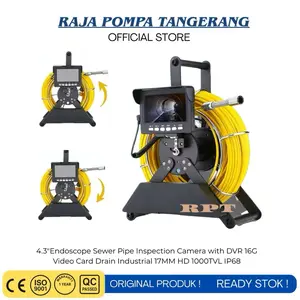 4.3"Endoscope Sewer Pipe Inspection Camera with DVR 16G Video Card Drain Industrial 17MM HD 1000TVL IP68