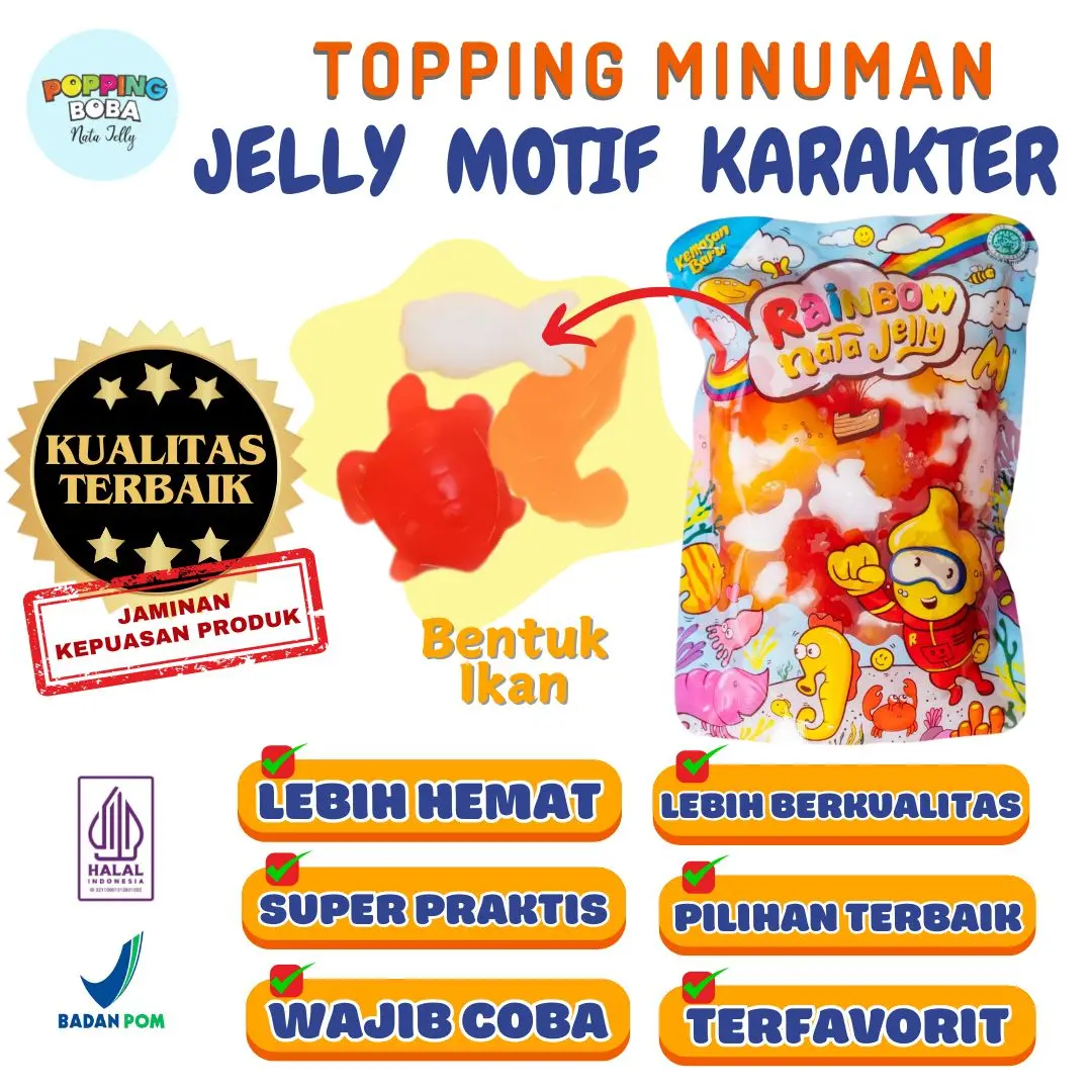 Jelly Motif Karakter Topping Minuman - Jelly Bentuk Ikan Cocok Untuk Semua Minuman | Popping Boba Meletus Pecah Dimulut Nata Jelly