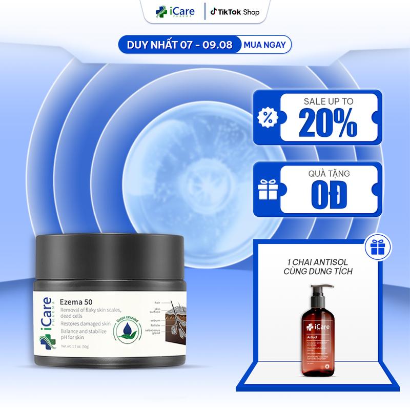 [MUA 1 TẶNG 1 - CHỈ TRÊN LIVE] Cao Bôi Hỗ Trợ Làm Bong Tróc Vảy, Mảng Da Chết EZEMA 50 Tặng 1 Dầu Gội Antisol