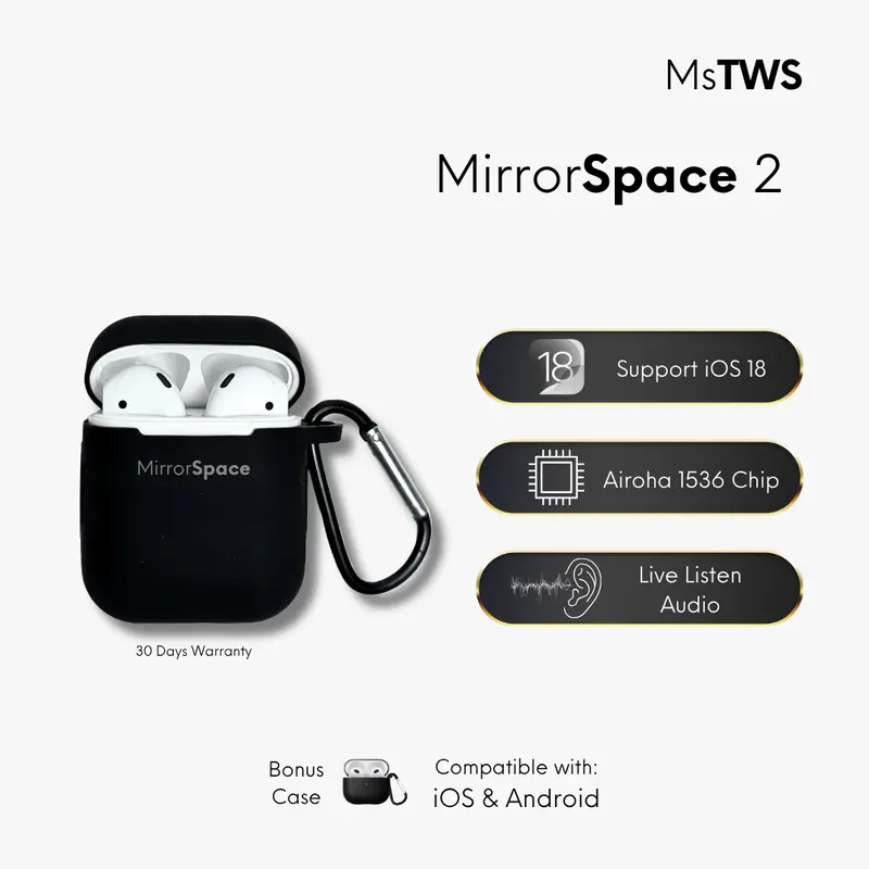 MirrorSpace 2 Wireless Charging Case TWS Bluetooth Earphone 0