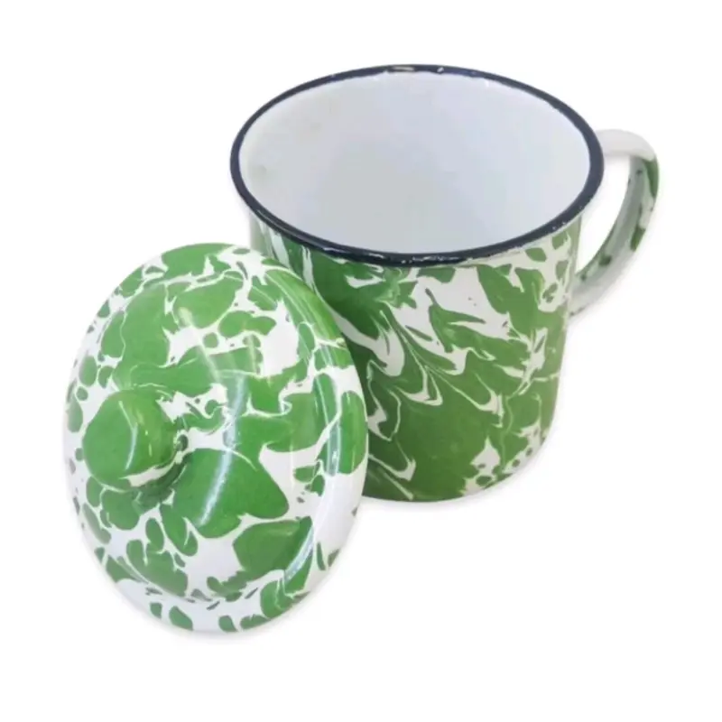 Cangkir Jadul Cangkir Kopi Mug Jadul Motif Blirik Hijau Lengkap Tutupnya 0