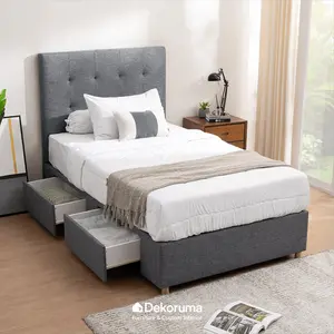 Dekoruma TAKEO Headboard & DIvan Tempat Tidur / Dipan Tempat Tidur dengan Sandaran / Divan + Sandaran Tempat Tidur