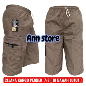 Celana pendek 7/8 kargo,Celana pendek pria,Celana kargo laki laki Polos Cargo Kantong Harian