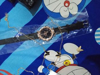 Product Review of 5PCS Jam Tangan Kuarsa Wanita Bergaya Berlian Berlian Kupu-kupu Dial PU Tali Kulit  Quartz Watches Kaca Set Perhiasan Kupu-kupu Gratis (Tanpa Kotak) from ** 2