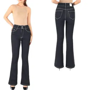 Celana jeans wanita model cutbray berbahan stretch nyaman berwarna warna hitam 006.1