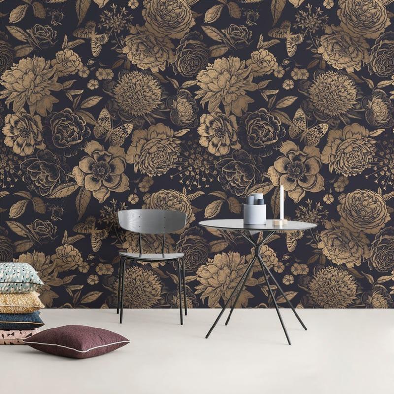 Retro Flower Pattern Wallpaper, 1 Count Removable Self-adhesive Wallpaper, Vintage Design Decorative Wallpaper For Living Room Bedroom Kitchen 2