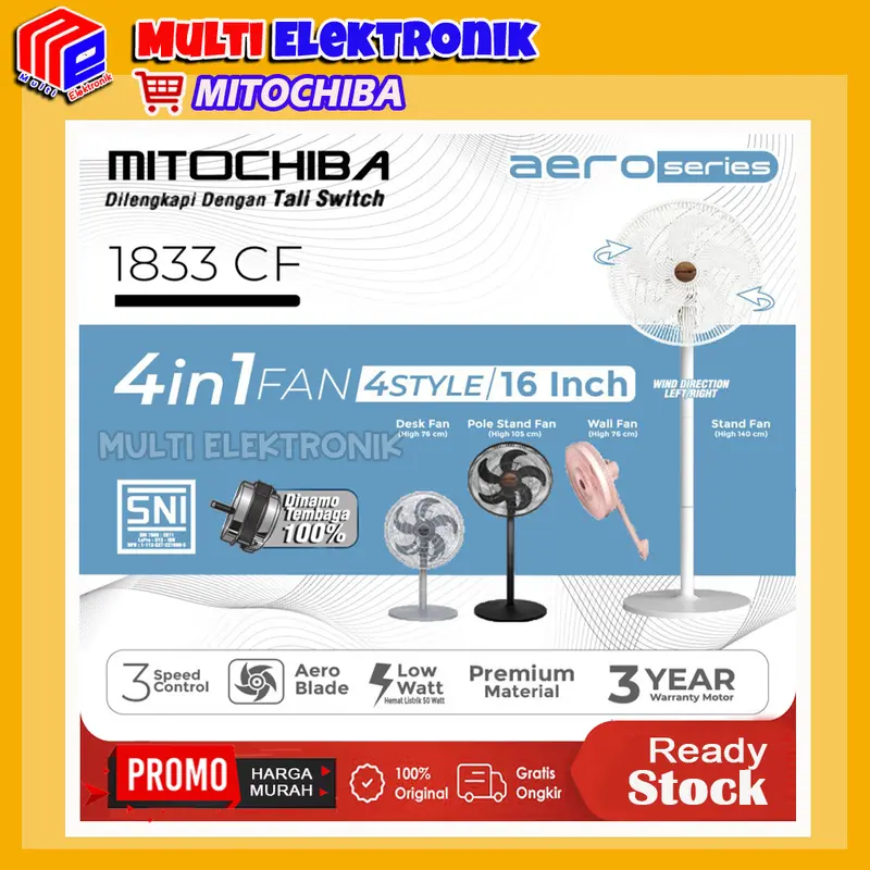 MITOCHIBA Kipas Angin Multi fungsi 4 in 1 - 1833CF - 16" 0