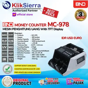 Mesin Penghitung Uang BND MC978 | MC-978 Money Counter MC968 | MC-968 - MG, UV, MT, IR - Mesin Hitung Uang | Money Counter | Bill Counter & Deteksi Uang IDR, USD, EURO - Support Deteksi Uang Baru