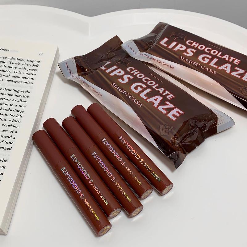 Product Introduction of 【TOP】Chocolate five lipstick set matte finish non-fading lipstick female student 20