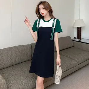 VANILA DRESS MINI DAILY CASUAL WANITA / DRESS COMBI WARNA CASUAL WANITA / DRESS COMBI WARNA TALI BORDIR