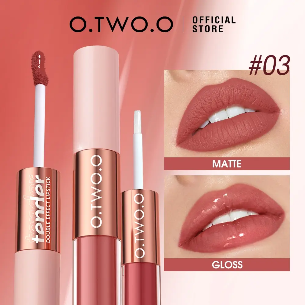 O.TWO.O 2 In 1 Lipgloss Matte & Gloss Long Lasting Kiss-Proof Lip Makeup
