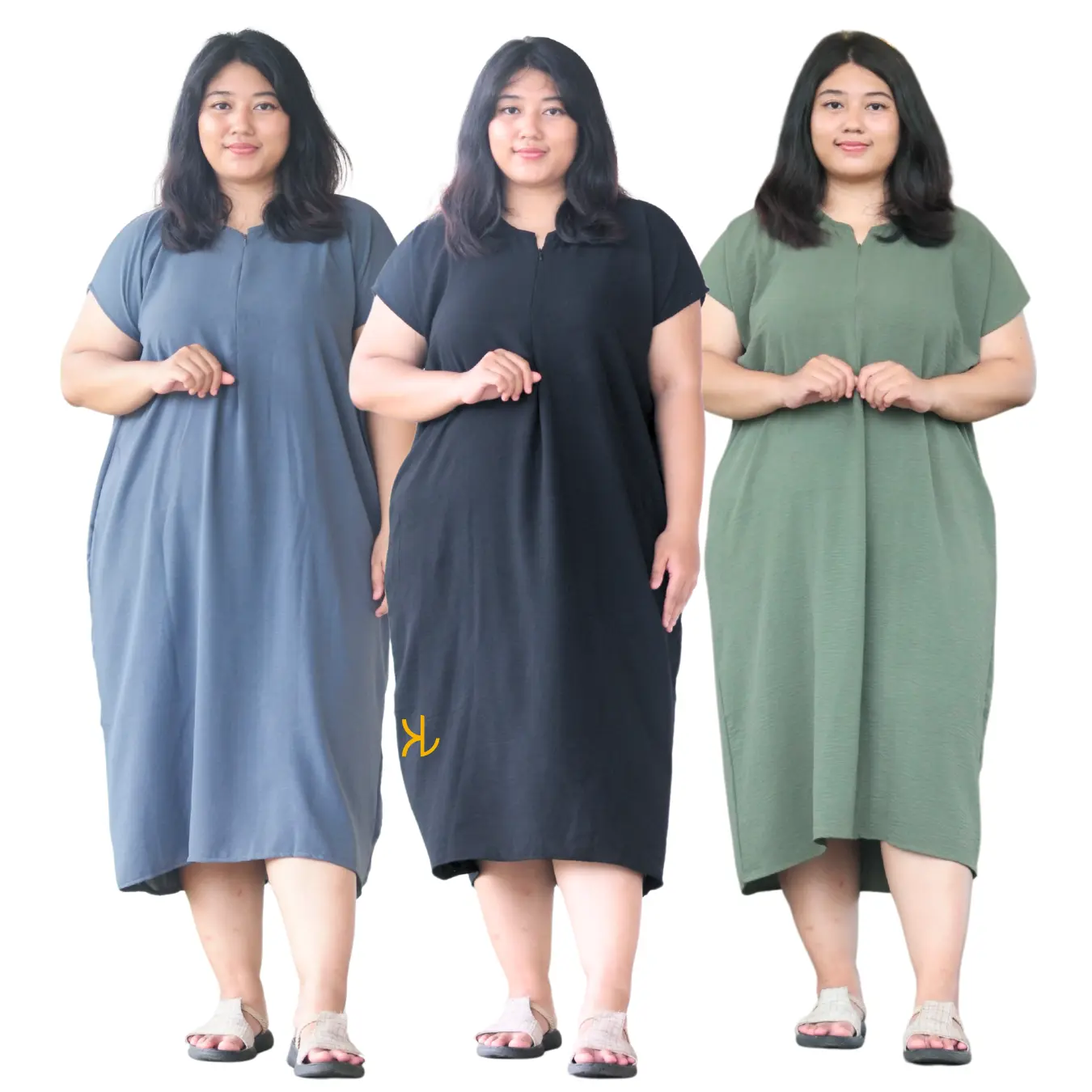 Promo 100ribu dapat 3pcs  Jumbo XXXL Super Jumbo LD130 Polos Kain Nyaman Wanita Dewasa Panjang Busui Dress daster