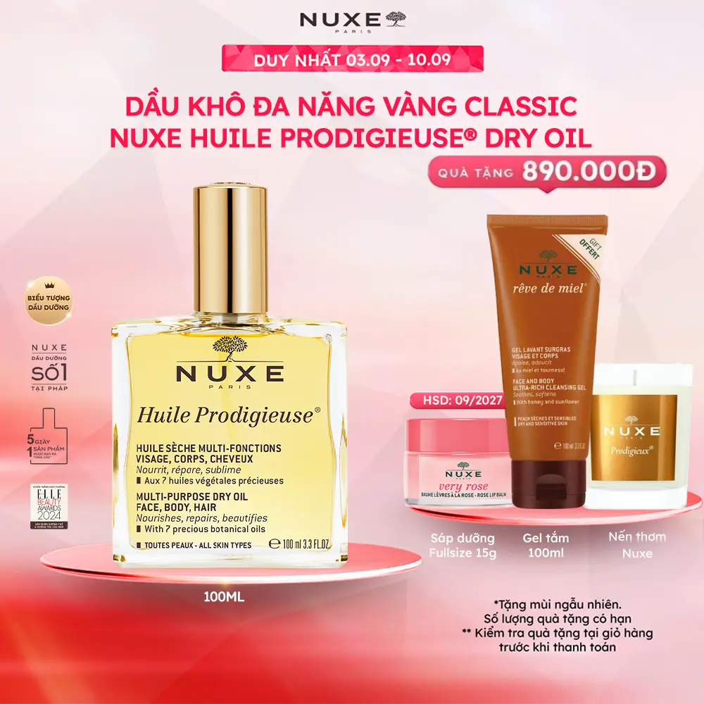 Dầu Khô Đa Năng Nuxe Huile Prodigieuse Or Multi-Purpose Dry Oil 100ml