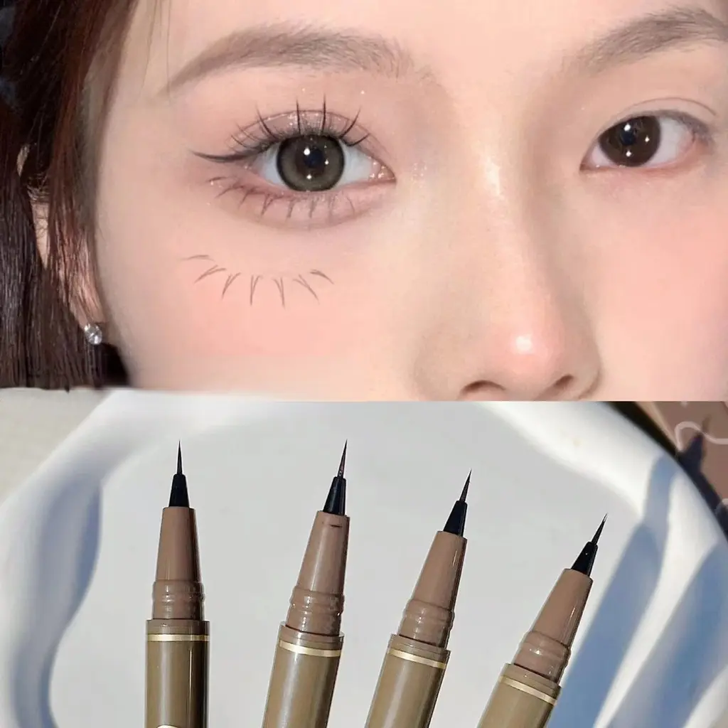 Bobeini Liquid Eyeliner Lying Silkworm Pen Water Proof Quick Drying Brown No Smudge Best Eye Makeup Cosmetic Smooth Matte