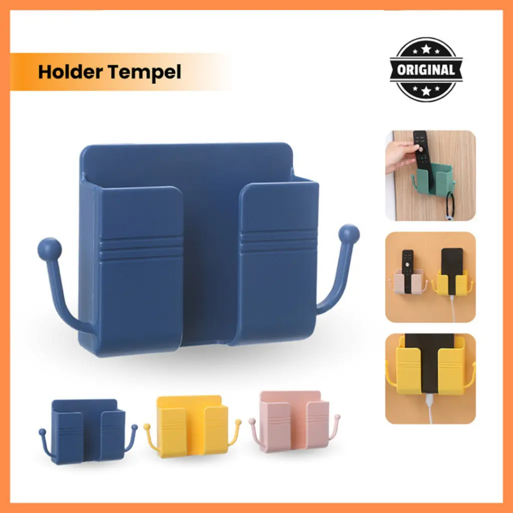 Holder Dinding Multifungsi Tempel Kuat | Tempat HP Cas & Remote Organizer Anti Jatuh