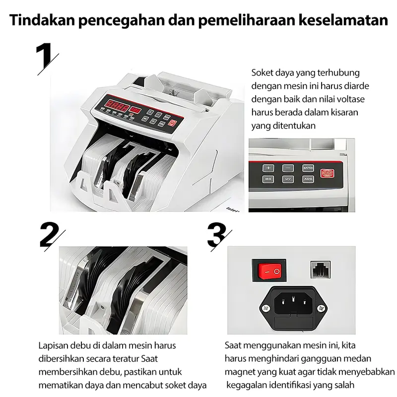 Mesin hitung uang dengan deteksi anti-pemalsuan UV/MG Penghitungan uang dengan layar LCD 2