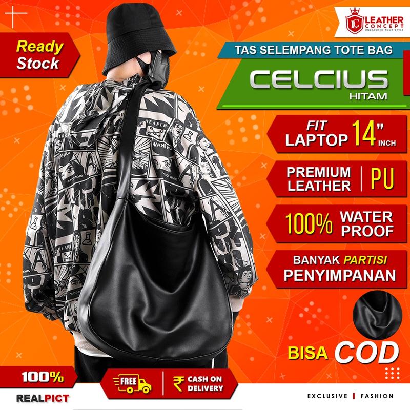 LEATHER CONCEPT Tas Selempang Kulit Pria Tas Kulit Pria Tote Bag Kulit CELCIUS Hitam 2