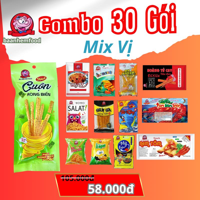  Combo 30 Gói Snack Mix Vị Ngẫu Nhiên Ba Anh Em Food Đồ Ăn Vặt Cổng Trường Đồ Ăn Vặt Tuổi Thơ Đồ Ăn Vặt Việt Nam Thức Ăn 