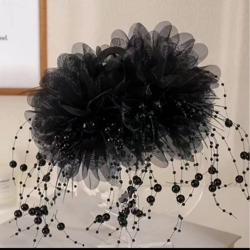  Kẹp Tóc Hạt Lông Vũ Tua Rua Hoa Kẹp Hoa Mẫu Đơn Bồng Bềnh Để Tăng độ phồng Kẹp Cá Mập Phụ Kiện Tóc Băng Đô Sành Điệu 