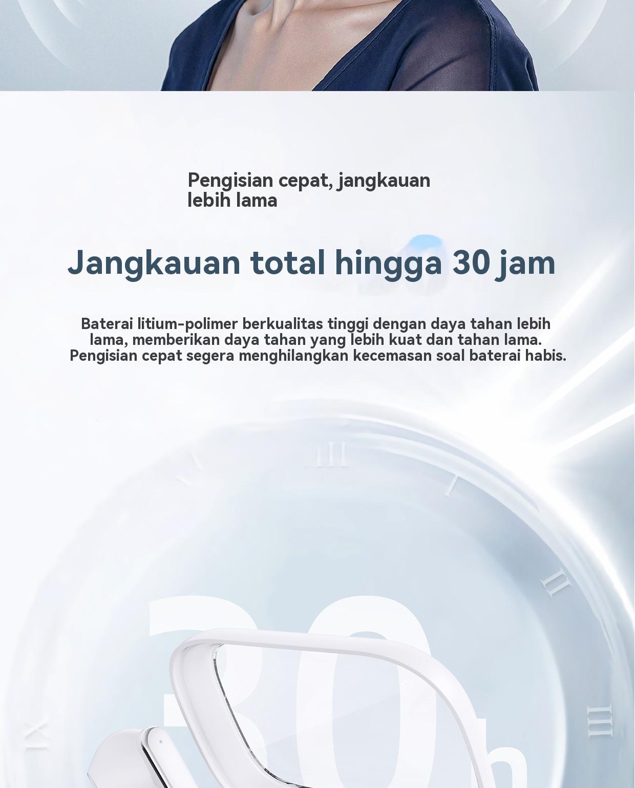 【Dua pasangan headphone】Q10 Bluetooth TWS nirkabel Earbud kualitas tinggi suara klip telinga + In-ear earphone ultra panjang jangka hidup pengurangan kebisingan headphone nirkabel olahraga headset game latensi rendah dengan LED digital