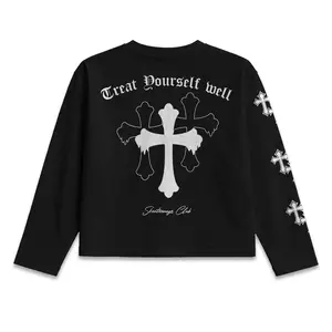 T-shirt Longsleeve TREAT YOURSELF WELL Cotton Combed Unisex Black - KSI