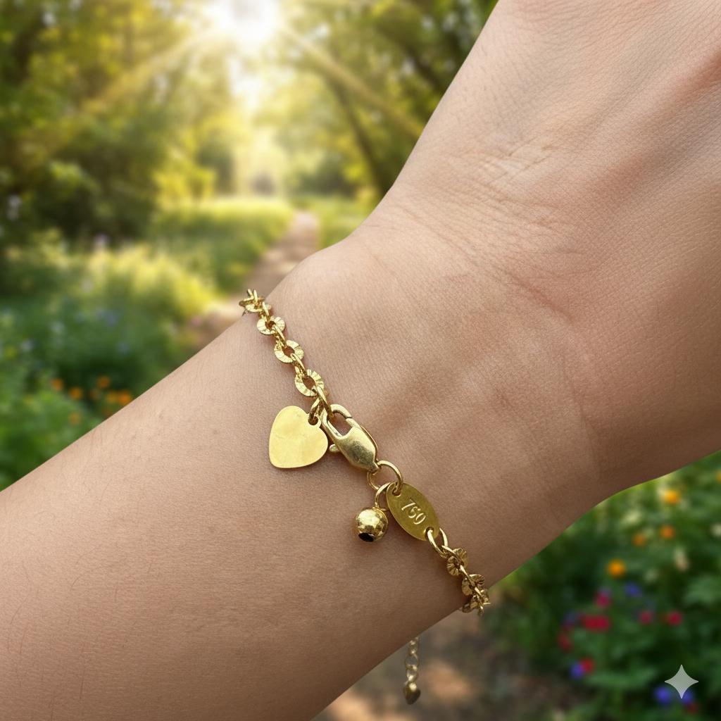 Gelang Tangan Wanita Titanium Model Terbaru Anti Karat dengan Desain Hati dan Bell Elegan