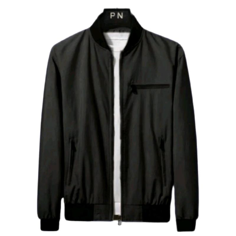 JAKET PRIA MINIMALIS BOMBER CASUAL BAHAN KATUN KEREN HANGAT Tebal Distro Hitam Custom Parka 4