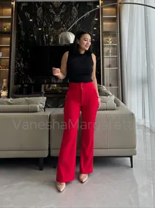 [VM] - Celana Boyfriend Highwaist / celana kantor HW / Celana Bahan Scuba Premium Resleting 558#