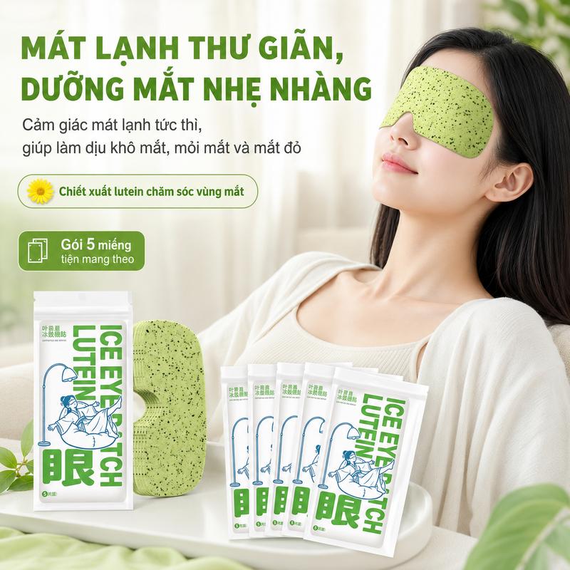 Miếng dán mắt Lutein thảo mộc cho team thức khuya - làm mát tức thì đánh bay quầng thâm cứng đầu dưỡng sáng mắt 5 miếng/túi cứu cánh đôi mắt mệt mỏi