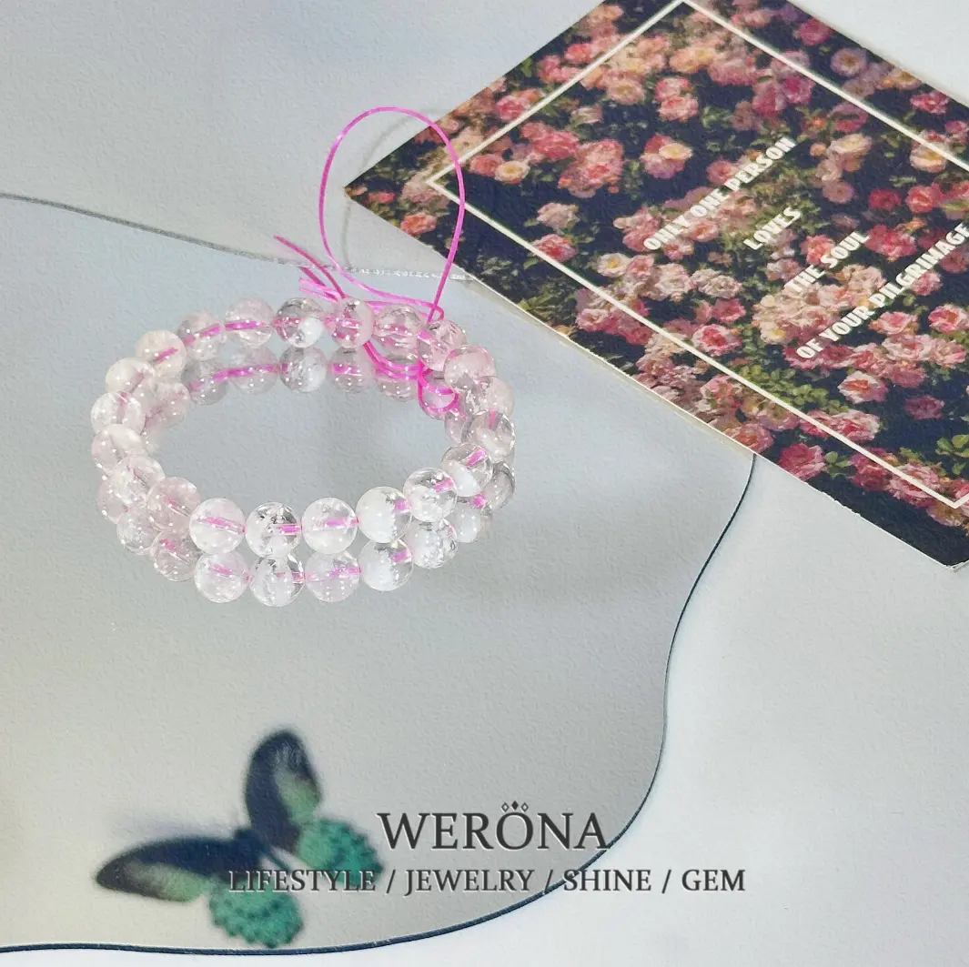 Snow Vision Pink Crystal，It looks like there's snow in the crystal non-natural  crystal  jewelry sets  unisex novemberdump christmas gifts  discount cheap gifts pleasantly surprised lucky firstreel instock mdy flashsale sgdeals agate bracelet accessories