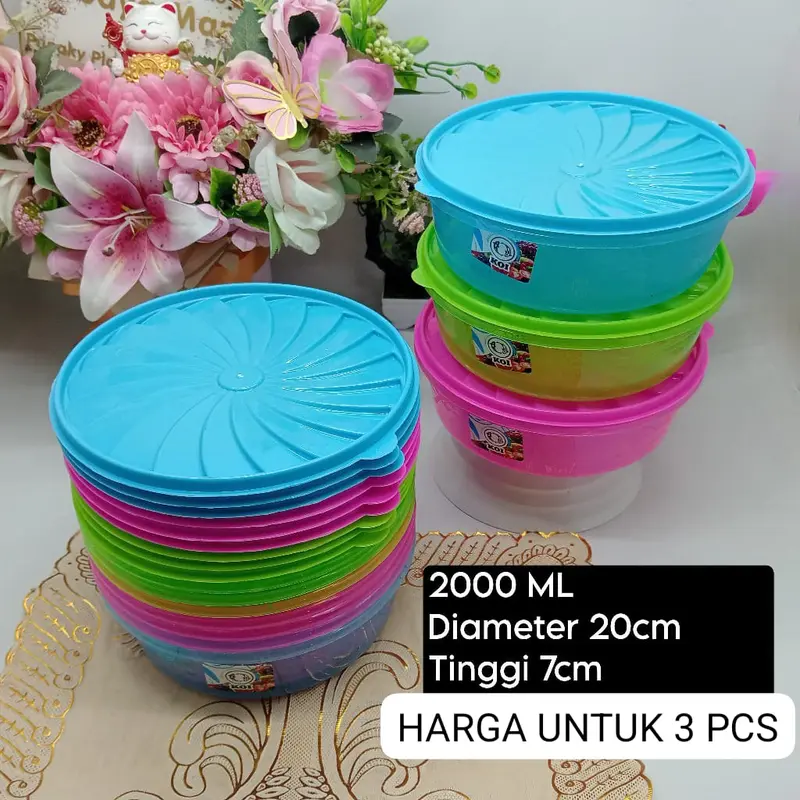 Paket 3 Pcs - Sealware 2 Liter KOI Kotak Makanan Bulat Plastik BPAFREE FOODGRADE 0