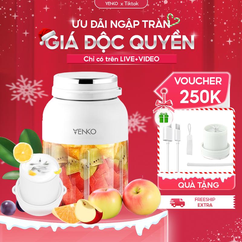  Máy xay sinh tố cầm tay VENKO PB1300 Dung tích 1300ml 2 nắp tiện lợi Lưỡi dao 10 cánh Máy xay sinh tố mini 