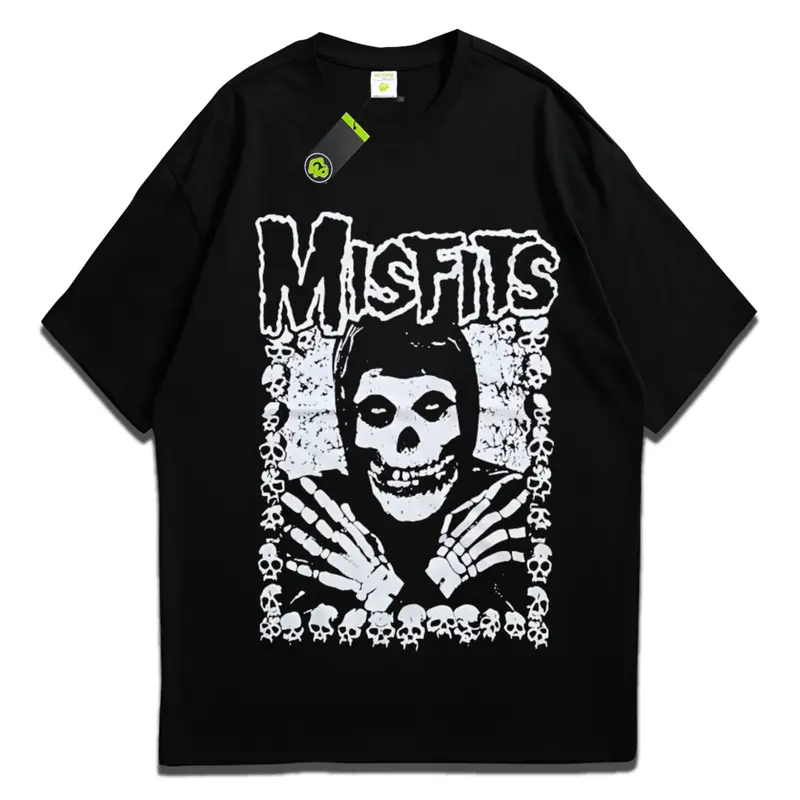 T-shirt Band Skena Vintage Woopie Project Motif MISFITS MCR Hitam Keren | Baju Atasan Pria Dewasa Katun Combed Lembut Sablon Plastisol Kaos Distro Cowok Oblong Pendek Santai 1