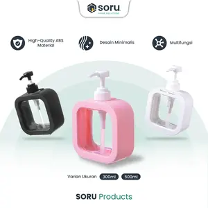SORU - Botol Pump Refil Sabun Shampo Transparan 300ml & 500ml - Liquid Soap Refill Pump Dispenser