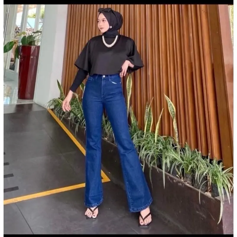 High Waist Jeans Streach Wanita Cutbray || Korean Style Straight Loose Cutbray Wanita Premium || Cutbray Jeans Wanita Bahan Melar Celana Panjang 7