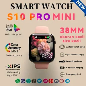 SmartWatch S10 Pro Mini 38mm Pria Wanita Jam AMOLED Pemantauar Detak Jantung Oksigen Darah Pelacak Kebugaran Panggilan Bluetooth Anti Air untuk Android iOS