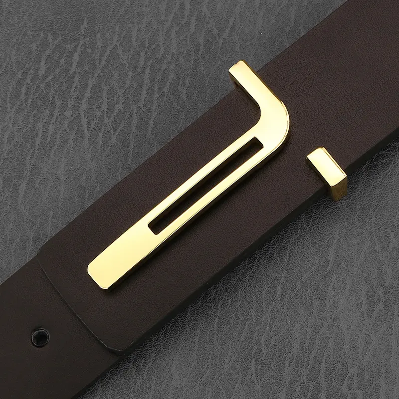 Thắt lưng thiết kế chữ cái, chất lượng cao, dành cho nam giới, da Thật, rộng 3,8cm, thời trang, thắt lưng màu đen