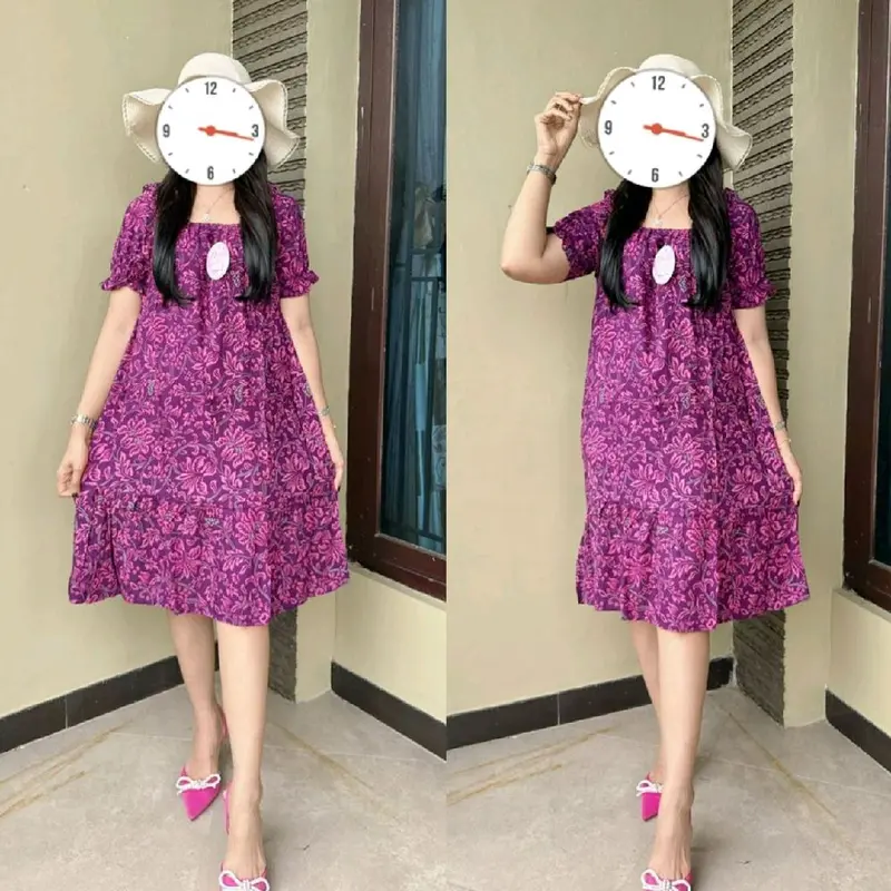 Daster Laura Dress Pendek Rayon Wanita 2025 Rayon Tebal Adem Ld 110 Baju Tidur Wanita Dewasa Remaja Nyaman Bumil 3